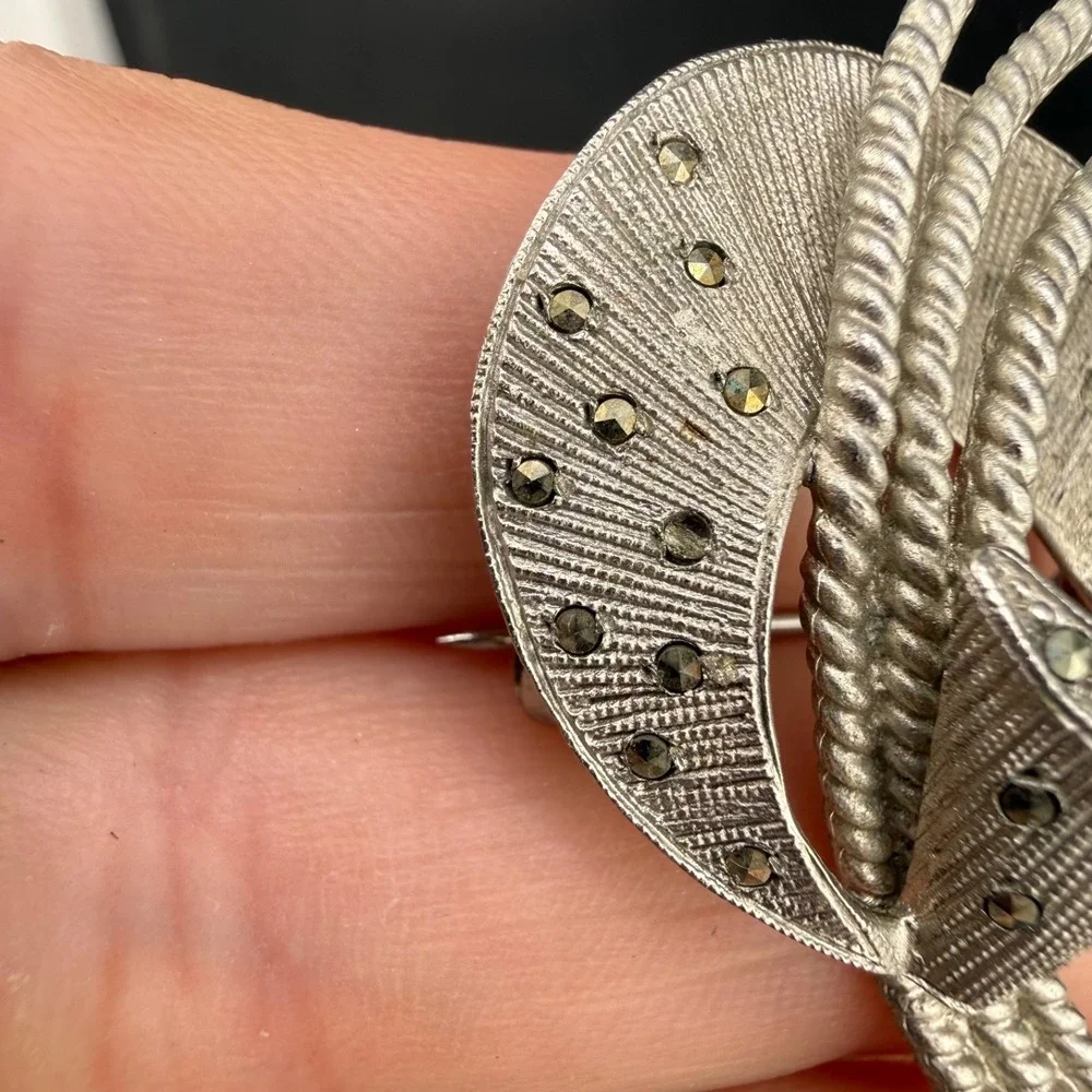 Vintage Kramer Brooch Silver Tone Marcasite
